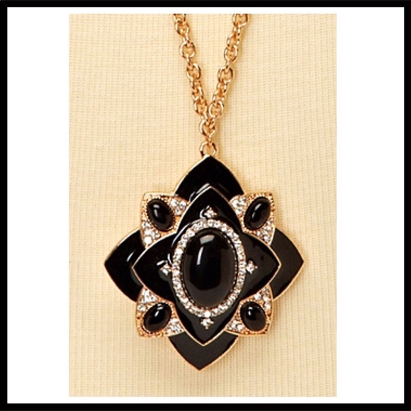 OLIVIA WELLES LONG BLACK PAVE CRYSTAL NECKLACE A2C - Picture 4 of 8